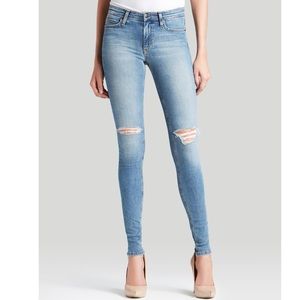 Joe's mid rise light wash skinny distressed jeans